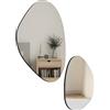 HOMCOM Set di 2 Specchi da Parete, Specchi Decorativi Irregolari con Cornice in Metallo, per Soggiorno, Ingresso, Camera da Letto