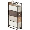 HOMCOM comoda cassettiera con 4 cassetti pieghevoli in tessuto, comoda per la camera da letto, mobiletto stretto con vassoio e struttura in acciaio, elegante