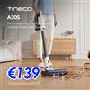 Tineco A30S, Aspirapolvere senza fili, Aspirazione da 160W, Autonomia di 60 minuti, Serbatoio Polvere da 1L, Spazzola ZeroTangle, Tecnologia PureCyclone, Luce LED