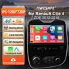 AWESAFE Autoradio Android da 10 pollici per Renault Clio IV Clio 4 2012-2019, CarPlay e Android Auto wireless, Navigazione GPS, Supporto multimediale, Controllo al volante, Amplificatore subwoofer,