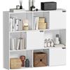 HOMCOM Libreria HOMCOM con 9 cubi, 3 ante e 6 scomparti aperti, stile moderno, mobile contenitore per soggiorno, scrivania, camera da letto, 106x24x95 cm, Bianco