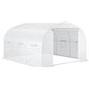 Outsunny Serra da Giardino a Tunnel Dimmerabile Telo in acciaio avvolgibile 3.5L x 3L x 2H m con porta + 6 finestre, in PE ad alta densità, bianco