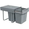 HOMCOM contenitore scorrevole da incasso per cucina con 2 scomparti rimovibili da 20 L, contenitore sottolavello con coperchio per ghiaccio, apertura scorrevole e maniglia, per rifiuti e riciclo,