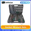 Leekooluu 216PCS 1/4 "3/8" 1/2 "Set di chiavi a bussola con chiave a cricchetto a 24 denti per la riparazione di motociclette automobilistiche e la casa