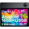 DOOGEE Nuovissimo Tablet Android 16 U11, Tablet da 11 Pollici con Gemini AI, 16GB+128GB/2TB, 8580mAh Unisoc T7200 5G WiFi