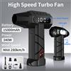 NONE Soffiatore d'Aria Portatile 280km/h, Ventilatore Turbo ad Alta Velocità, Compressore d'Aria Senza Fili 15000mAh con Display LED per Auto e Casa
