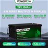 NONE Batteria LiFePO4 POWGROW 12V 24V 100Ah 200Ah Litio Ferro Fosfato con BMS Integrato 6000+ Cicli per Inverter Solare Senza Tasse