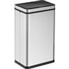 Ribelli Pattumiera in acciaio inox, 50 litri, con sensore, apertura e chiusura automatica, con indicatore di funzione LED, colore: argento