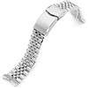 MiLTAT - Cinturino per orologio da polso da 20 mm, compatibile con SEI Alpinist SARB017, Super-Jub II, in acciaio inox spazzolato 316L, con chiusure V, argento, L