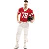 viving - Costume Giocatore Rugby Rosso Maglietta, Cintura E Pantaloni Taglia XXL (1)