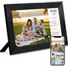 Veidoo Cornice Digitale WiFi, Schermo Touch IPS da 10 Pollici, 32 GB di Memoria, Rotazione Automatica, Musica/Video/Calendario/Orologio, Foto e Video tramite APP Frameo, Regalo per la Famiglia (Nero)