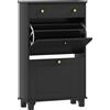 HOMCOM Scarpiera Slim con cassetti a ribalta e scaffale regolabile, 60 x 23,5 x 98,5 cm, nero | Aosom Italy