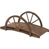 Outsunny Ponte da giardino in legno di abete, ponte in legno con design a ruota, ponte per stagno fino a 150 kg 100 x 50 x 37 cm Verkohlt | Aosom Italy