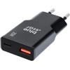 BLUE STAR CARICABATTERIE DA PARETE PER CASA RAPIDO SLIM GAN DUAL USB + USB-C 25W BLACK PER SMARTPHONE TABLET