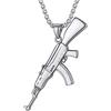 Richsteel Collana Uomo Esercito AK47 Catena con Granata a Mano/Uzi/Ciondolo Proiettile Catena da Uomo Gioielli Hiphop con Confezione Regalo per Bambini Ragazzi Forma di Granata Pistola Uzi