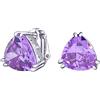 Bling Jewelry Tradizionale Classico Grande Dichiarazione 6CT Triangolo Trillion Cut Lavander Viola Ametista AAA CZ Solitario Clip Su Orecchini A Perno Per Le Donne Placcato Argento Non Forato 12Mm