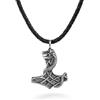 STERLL Collana Maschile In Pelle Con Ciondolo Martello Di Thor In Argento 925