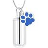 AIWENXI Collana con urna per ceneri per cane/gatto, ciondolo con impronta di zampa, urna cilindrica, gioiello commemorativo per animali domestici, urna per ceneri, gioiello per commemorazione
