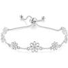 YOEE Braccialetto placcato argento con margherita, braccialetti personalizzati regolabili con zirconia cubica, gioielli d'argento per anniversario e compleanno, regali per mamma e lei, con scatola