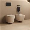 Parama Sanitari sospesi in ceramica rimless khaki opaco: vaso, bidet e copriwc soft-close | Vienna
