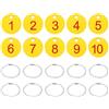 PATIKIL 1-10 targhette numerate, 10 targhette rotonde in plastica numerate, portachiavi con anello portachiavi per armadietti bagagli, organizer per vendite sul campo, grucce e vestiti, rosso-giallo