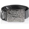 Angus Stoke Cintura in pelle di bufalo James - Cintura western fatta a mano per uomo e donna - Cintura vintage con fibbia in metallo, Nero , Bundweite 110 (54-56)