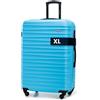 WITTCHEN Valigia da viaggio grande trolley valigia check-in guscio rigido ABS 4 ruote piroettanti chiusura a combinazione maniglia telescopica Groove Line blu Ryanair/ITA Airways/easyJet/Wizz Air