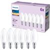 Philips Lampadina LED, Confezione da 6, B35, E14, 470 Lumen, 40 W, Design Oliva, Maggiore Durata, Luce Bianca Calda 2.700 K, Lampadina Smerigliata