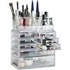 Relaxdays Organizer Make-Up con Cassetti, Porta-Trucchi e Accessori, Acrilico, Trasparente