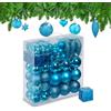 Relaxdays Set da 110 Palline di Natale, Addobbi Natalizi, Palle Opache, Lucide, Glitter, in Plastica, Deco, Blu Petrolio