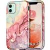 CASEFIV Compatibile con iPhone 11, motivo marmo, 3 in 1, resistente, antiurto, in policarbonato rigido, robusto e morbido silicone, per donne e ragazze, per iPhone 11 da 6,1 pollici, oro rosa