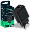 V-TAC Caricatore Rapido USB-C 20W per Iphone e Samsung - [SUPER PICCOLO] - per Smartphone e Dispositivi - 2 Porte: Type C + USB A - Compatibile Iphone 14/15/16/17 PRO/MAX e Galaxy S25 / S26 / A56