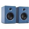 Victrola Tempo - Altoparlanti Bluetooth da Scaffale con Suono Potente che Riempie la Stanza, Streaming Multiroom Auracast, Ingressi per Giradischi e USB-C per Computer, Uscita Subwoofer (Coppia, Blu)