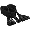 CORSAIR Elite Premium Type 4 con Guaina Individuale cavi alimentatore ATX a 24 Pin - Guaina in paracord a tripla maglia, compatibile con PSU Corsair Type 4 - Nero