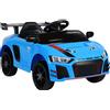 LEAN TOYS Auto Elettrica per Bambini 2x45W RC Eva Ruote LED Musica USB MP3 Blu