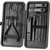 XMOSNZ Set Manicure Tagliaunghie Kit Pedicure -12pcs Kit Manicure in Acciaio Inox, Strumenti Per La Cura Delle Kit Unghie Con Lussuosa Confezione Regalo in Pelle Da Viaggio (12, Nero)