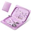 XMOSNZ Set Manicure-Pedicure Kit Tagliaunghie Portatile Da Viaggio - Cura Del Viso, Delle Cuticole E Delle Unghie Con Lussuosa Custodia Da Viaggio in Pelle Per Unghie Spesse (10, Viola)