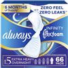 Always Infinity - Assorbenti femminili notte, con ali, da donna, misura 5, extra assorbenti, senza profumo, 22 pezzi (confezione da 3)