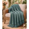 B O S A L O N I HOME Plaid coperta arredo 127x172 cm - Leggera e morbida - Per divano e poltrona - Stile elegante primavera estate (Azzurro)