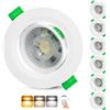 Aulaiyi Faretti LED da Incasso per Cartongesso Dimmerabili 230V, 5W 500LM Faretto Incasso Orientabili Regolabile 3CCT, IP44 Faretti LED Soffitto Ultrasottili per Bagno, Foro Ø68-80mm, Set di 6 Bianco