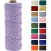 MOMAHUA 2mm Cotone Macramè 100% Naturale,Viola Chiaro 100m Filato Non Sbiancato Senza Chimici per DIY, Bomboniere, Decorazioni - Cordame in Cotone per Crafts