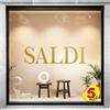 Gigio Store Kit 5 Adesivi SALDI per Vetrine Negozi - Scritte Prespaziate Senza Sfondo in Vinile Rimovibile - Vetrofanie Saldi Estivi/Invernali, Allestimento Vetrine (60x15 cm - Oro)