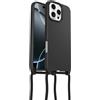 OtterBox Cover React Series Necklace MagSafe per iPhone 16 Pro Max, Custodia Ultra sottile, resistente a shock con cordino a collana, adattabile e intercambiabile, testata a norme MIL STD 810G, Nero