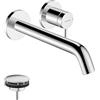hansgrohe Tecturis S - Rubinetto lavabo a incasso per montaggio a parete, Miscelatore lavabo risparmio idrico (EcoSmart) con bocca di erogazione 22,5 cm, cromo, 73351000