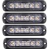 PICAA 4pz Ultra Thin 6LED Luci di Emergenza Ambra Hazard Lampeggiante Luce Stroboscopica Luce Universale per 12-24V Car Truck Trailer Camper Moto Furgone