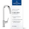 Villeroy & Boch Variaro rubinetto da cucina, miscelatore da cucina a bassa pressione, altezza bocca 306 mm, girevole a 360°, per lavello, risparmio idrico con 6 l/min, montaggio rapido - Cromo