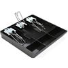 Walfront Cassetta Registratore Cassa ABS Cassettiera Inserto Vassoio Sostituzione 24,5 X 24,5 X 3,5 Cm Cassa Tre Scatole con Clip in Metallo(Nero)