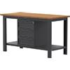 SOGI Banco da lavoro SOGI X3N_102L - 1.5 m - piano in legno - 3 cassetti - grigio antracite