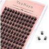 YOONOYA Ciglia Finte Ciuffetti 144 Pcs 12mm Mix D Curl Mixed Ciuffetti Extension Ciglia Fai Da Te Ciglia Finte Naturali per Uso Personale a Casa (QD-12mm)