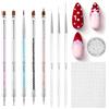 beetles Gel Polish Beetles - Pennelli per nail art, 8 pezzi, strumenti per nail art, 5 pezzi, strumento per punteggiatura per unghie a doppia testa, 3 pennelli per strisce per unghie con perle, adesivi con fiocco